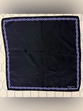 CELINE Vintage Rare 100% Silk Black Lavender Signature Triomphe Chain Link Scarf